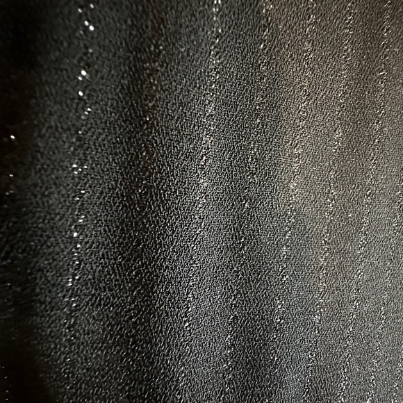 Donna Ricco New York Black Silver Pinstripe Crepe Wrap Dress Women’s 12 NWT - Picture 8 of 13